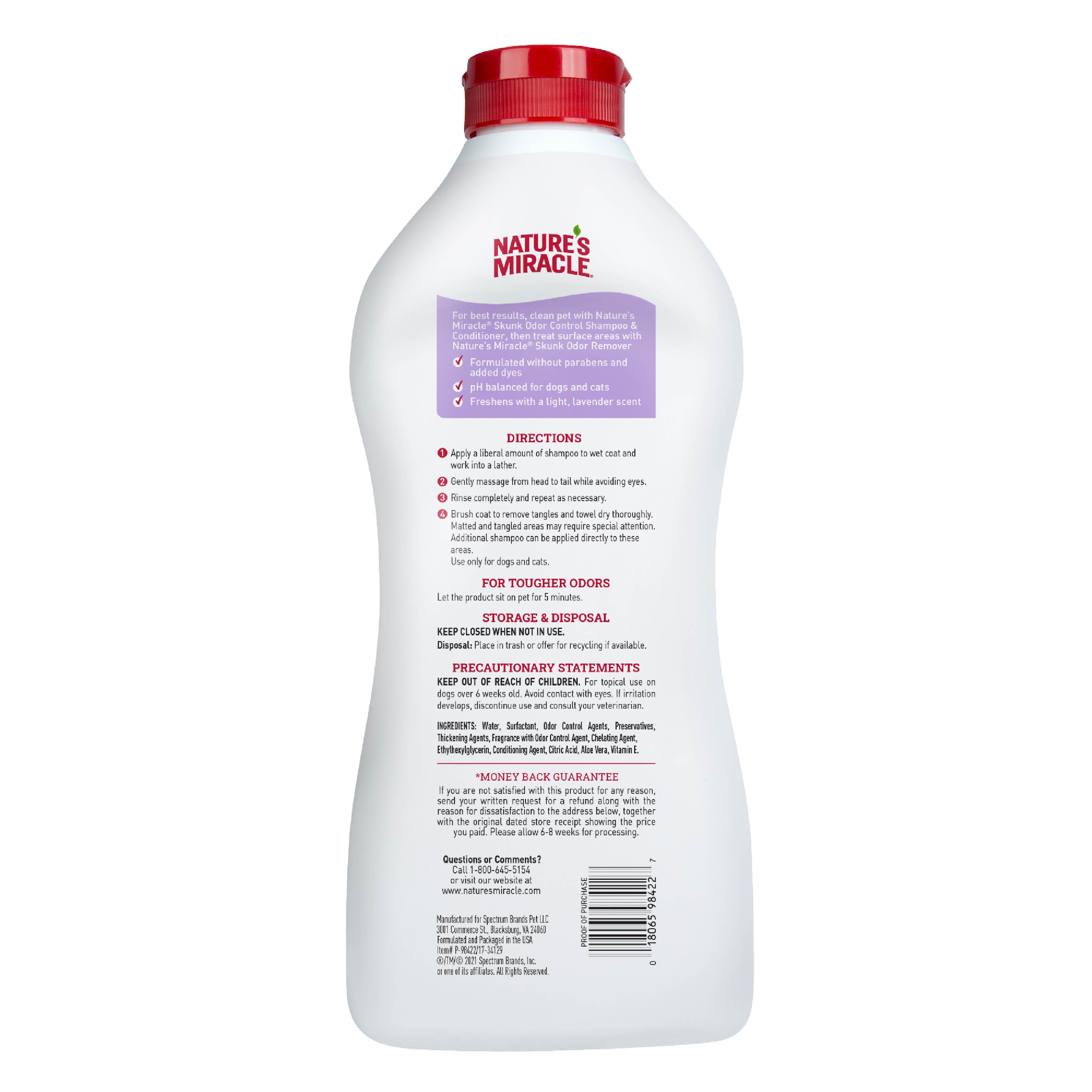 Nature's miracle skunk top odor remover ingredients